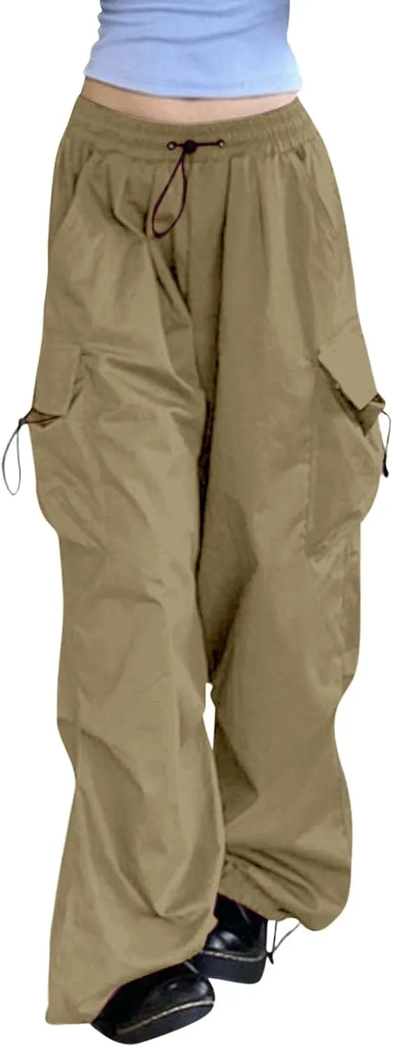 Plus Size Cargo Pants Women Lightweight High Waisted Parachute Pants Trendy Y2K Cargo Sweatpants Joggers
