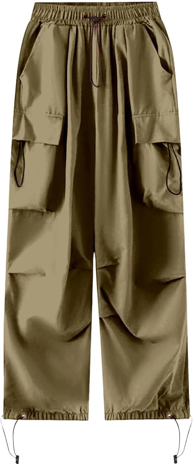 Plus Size Cargo Pants Women Lightweight High Waisted Parachute Pants Trendy Y2K Cargo Sweatpants Joggers