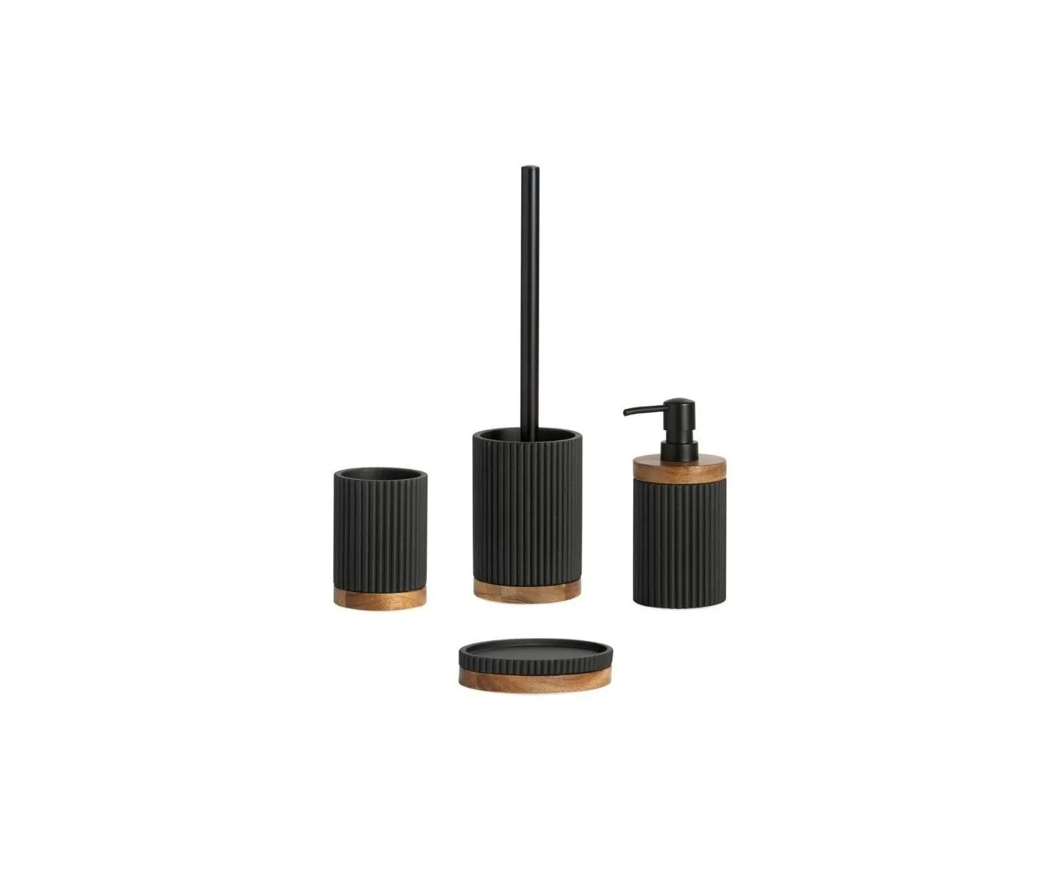 Portacepillos en madera de acacia y resina negra.