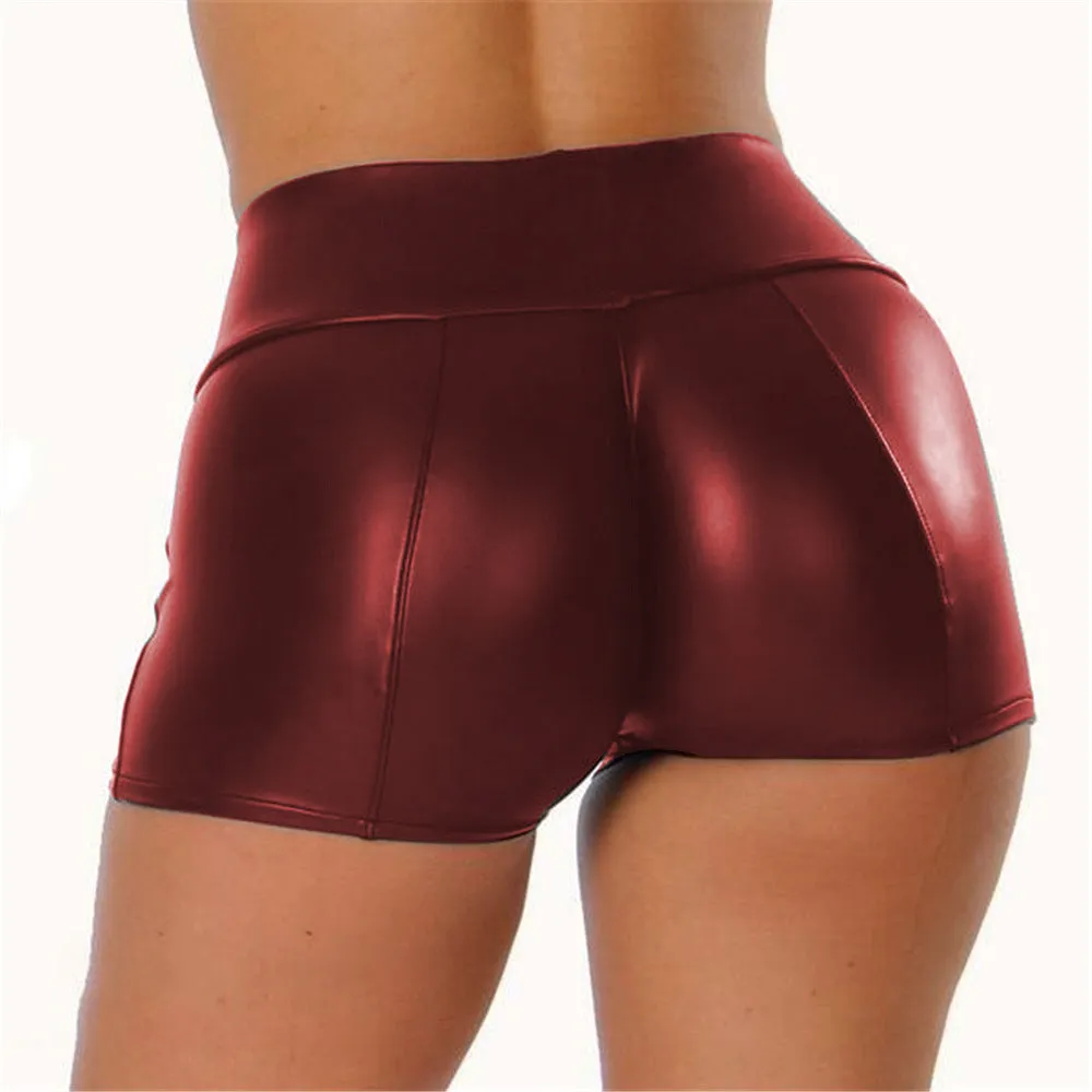 PU Leather Women Nightclub Shorts