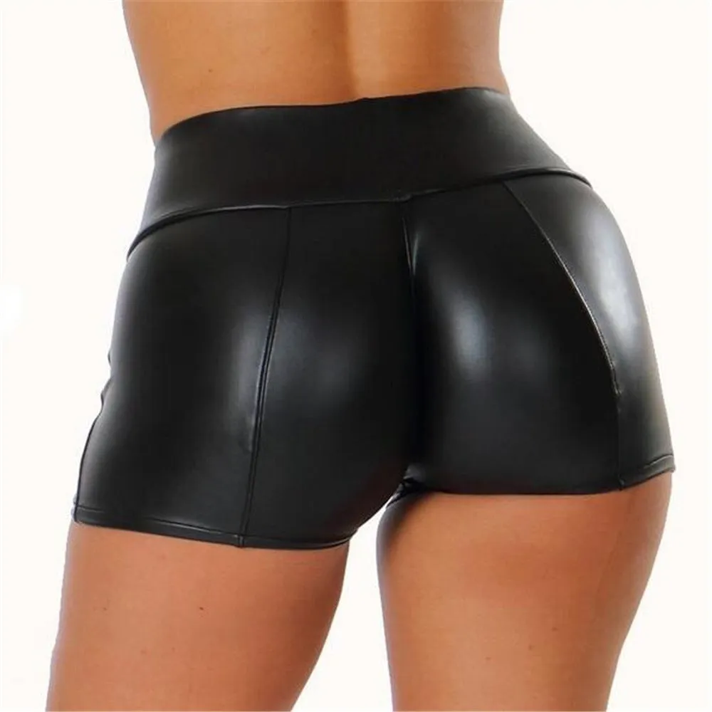 PU Leather Women Nightclub Shorts
