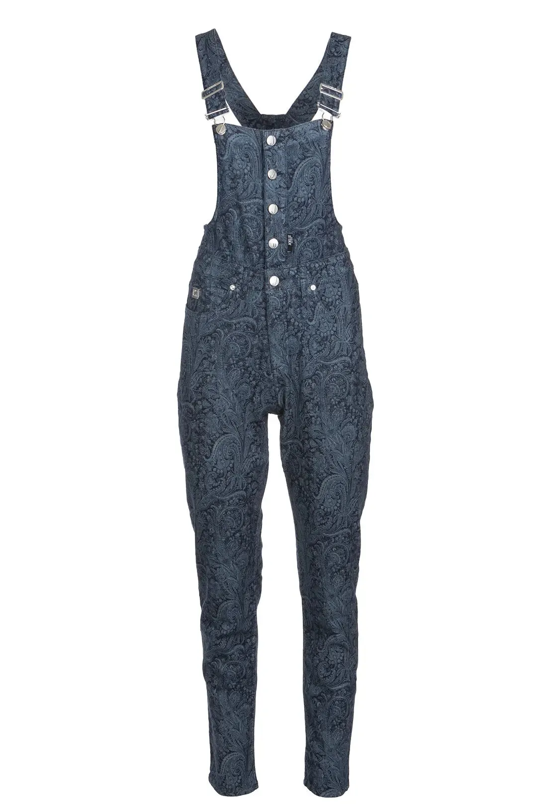 Salopette noire motifs paisley en denim | Serac