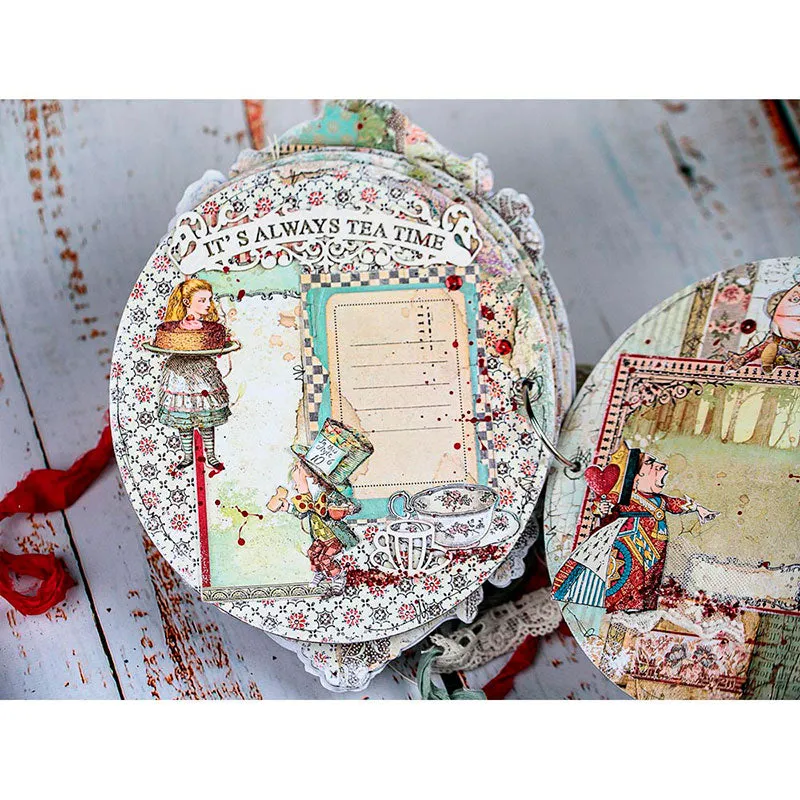 Set Papel Scrap Alice Looking Glass 12x12 Stamperia