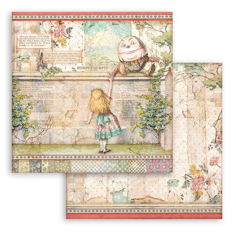 Set Papel Scrap Alice Looking Glass 12x12 Stamperia