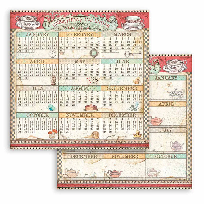 Set Papel Scrap Alice Looking Glass 12x12 Stamperia