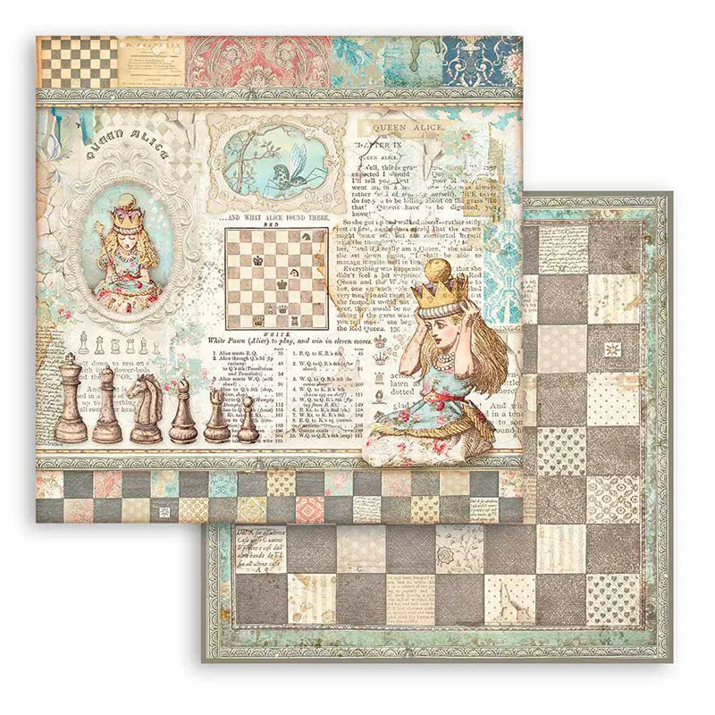 Set Papel Scrap Alice Looking Glass 12x12 Stamperia