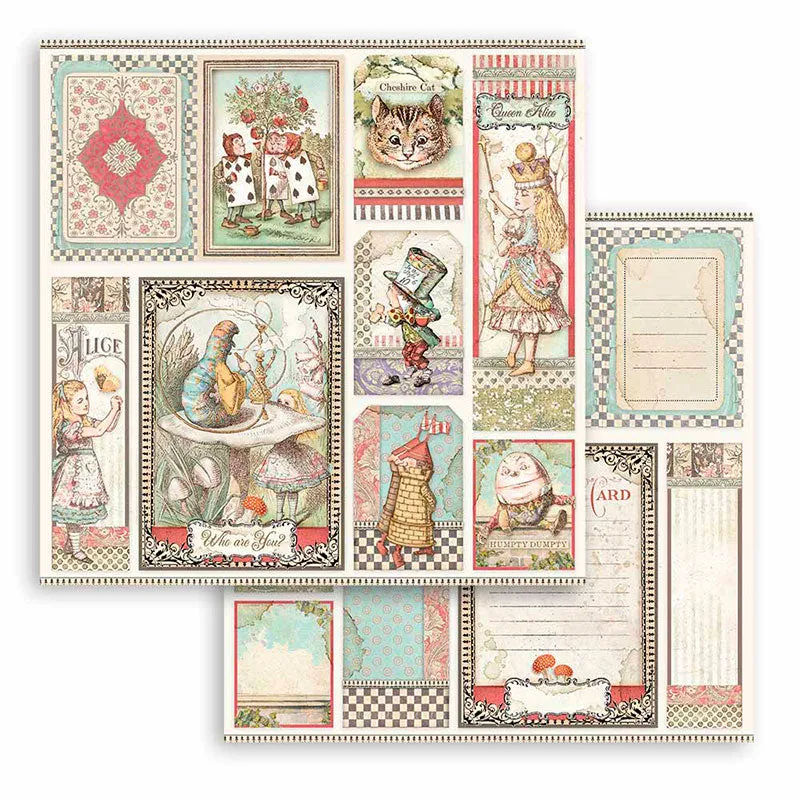 Set Papel Scrap Alice Looking Glass 12x12 Stamperia