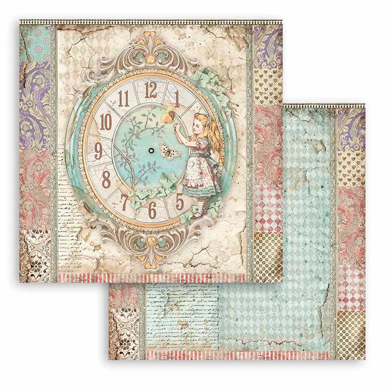Set Papel Scrap Alice Looking Glass 12x12 Stamperia