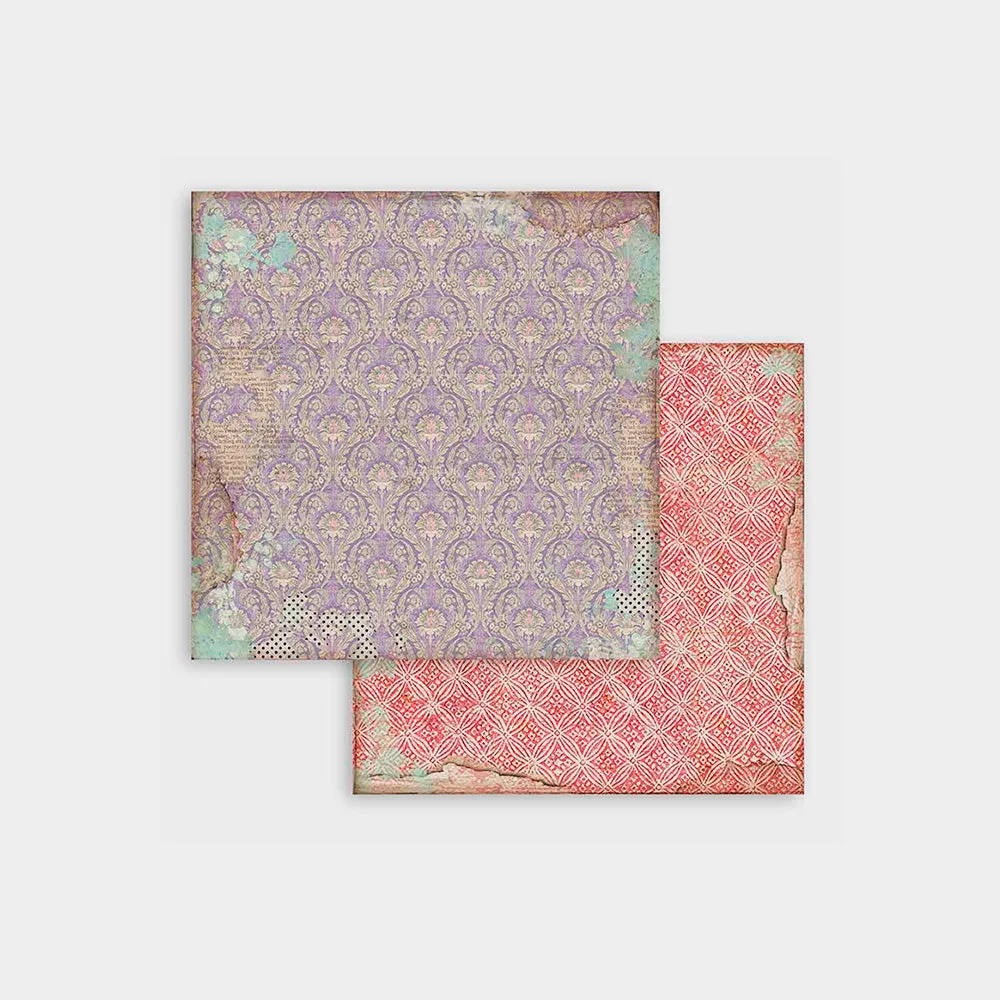 Set Papel Scrap Backgrounds Selection Alice 8x8 Stamperia