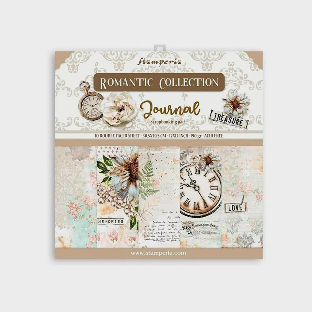 Set Papel Scrap Romantic Journal 12x12 Stamperia