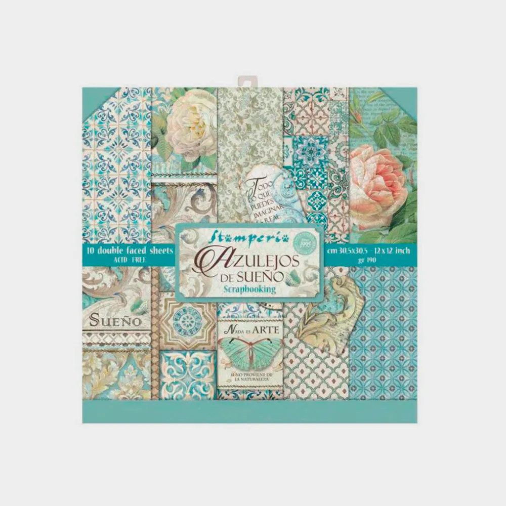 Set Papeles Scrap 'Azulejos de Sueño' 30,5x30,5cm Stamperia