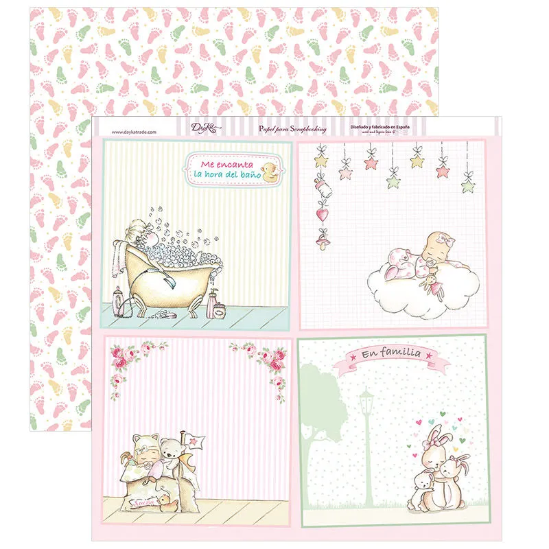 Set Papeles Scrap Y Por Fin Llegaste tú Mi Niña 20x20cm Dayka