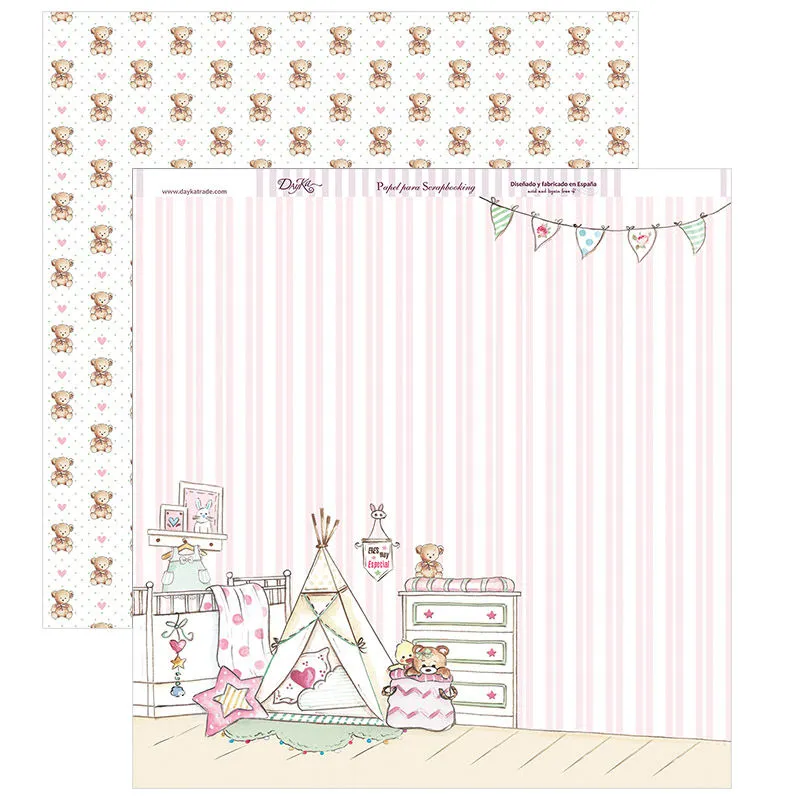 Set Papeles Scrap Y Por Fin Llegaste tú Mi Niña 20x20cm Dayka