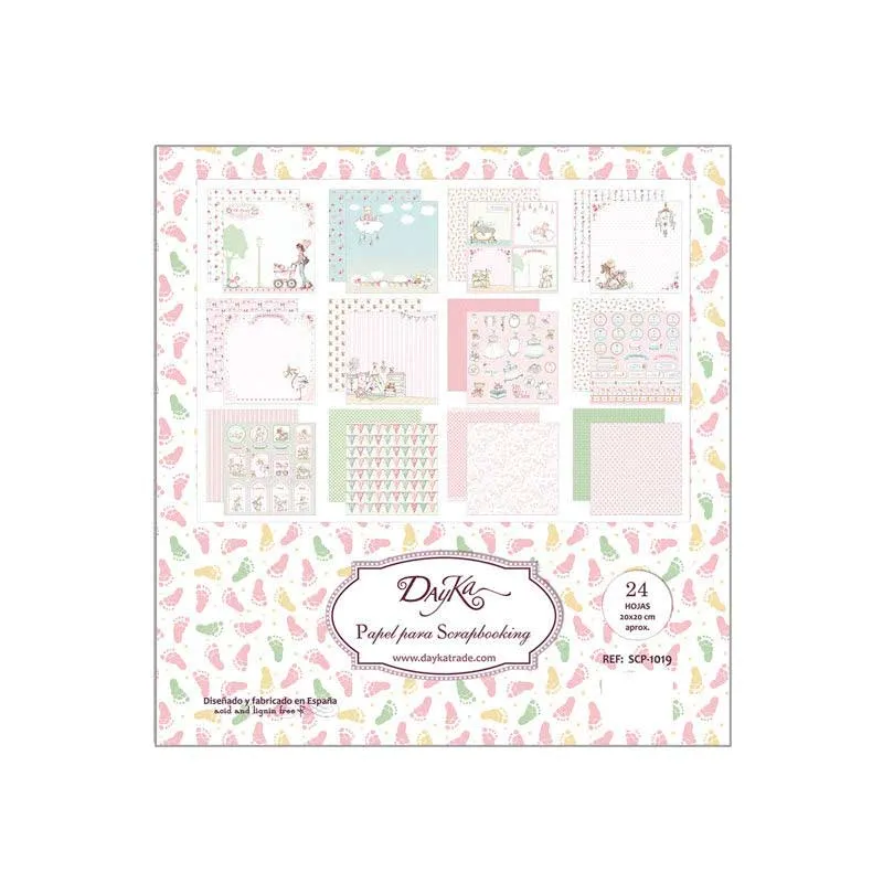 Set Papeles Scrap Y Por Fin Llegaste tú Mi Niña 20x20cm Dayka