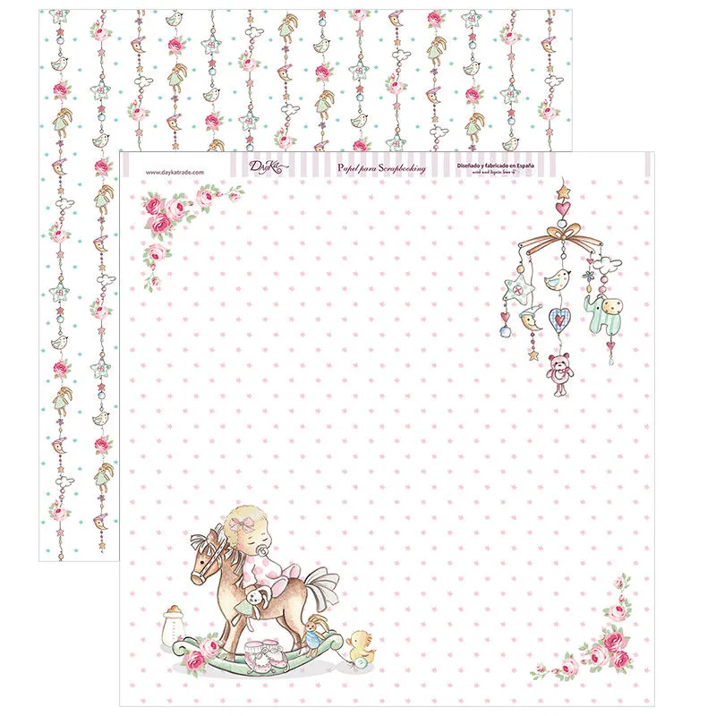 Set Papeles Scrap Y Por Fin Llegaste tú Mi Niña 20x20cm Dayka