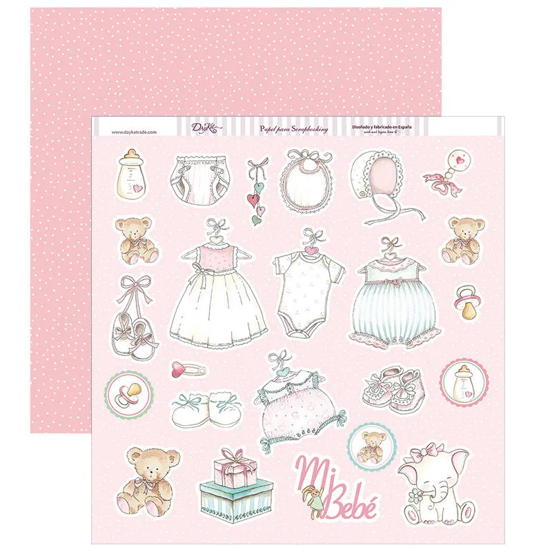 Set Papeles Scrap Y Por Fin Llegaste tú Mi Niña 20x20cm Dayka
