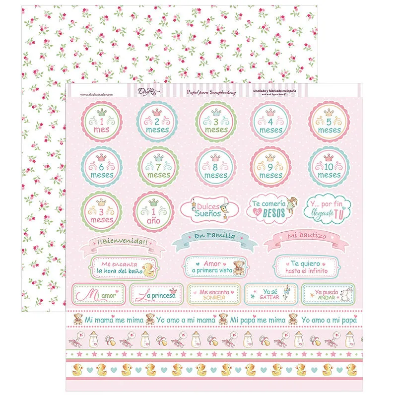 Set Papeles Scrap Y Por Fin Llegaste tú Mi Niña 20x20cm Dayka