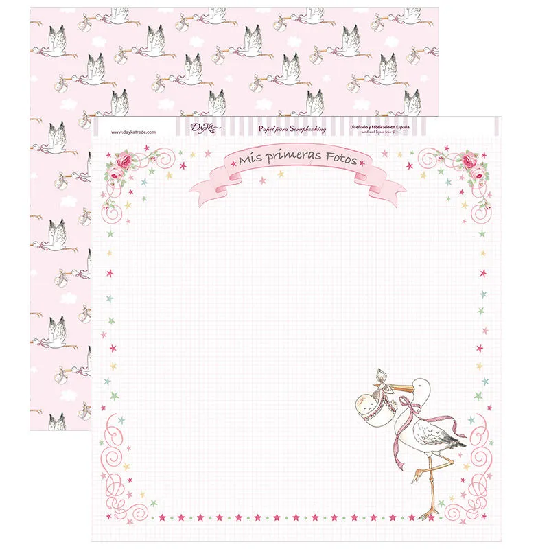 Set Papeles Scrap Y Por Fin Llegaste tú Mi Niña 20x20cm Dayka