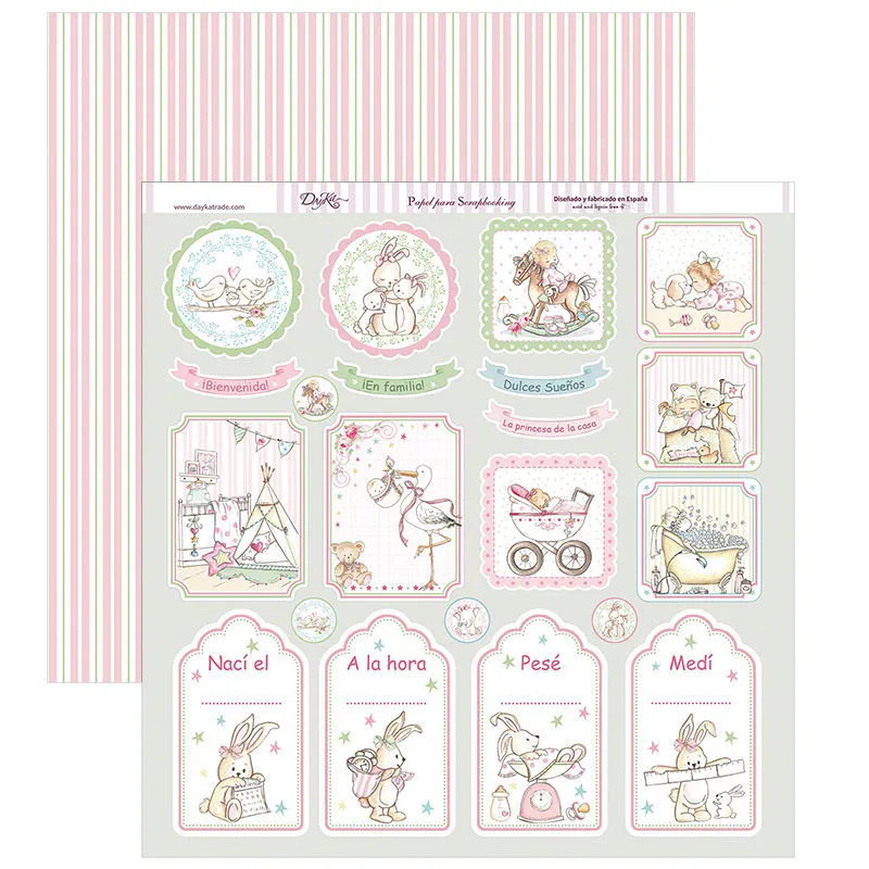 Set Papeles Scrap Y Por Fin Llegaste tú Mi Niña 20x20cm Dayka