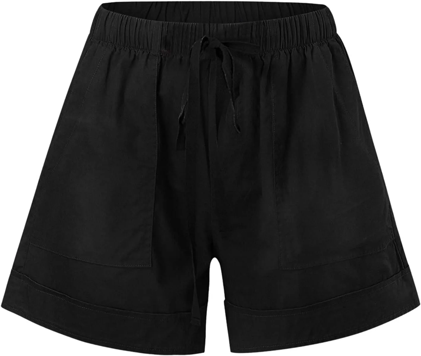 SHAOBGE Plus Size Linen Pants for Women Splice Comfy Waist Pants Shorts Loose Elastic Pocketed Trendy Pants for
