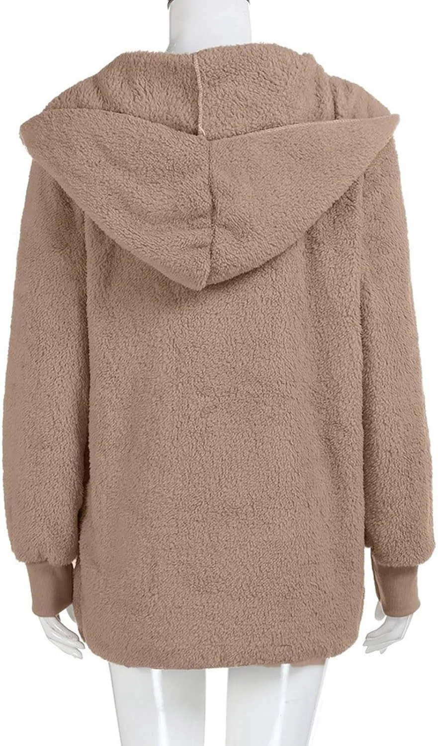 Sherpa Jacket Women Fuzzy Fleece Oversized Open Front Cardigan Hooded Soft Fluffy Robe Winter Coats with Pockets