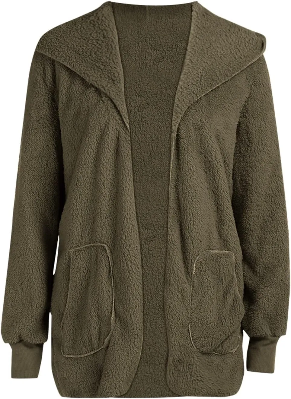 Sherpa Jacket Women Fuzzy Fleece Oversized Open Front Cardigan Hooded Soft Fluffy Robe Winter Coats with Pockets