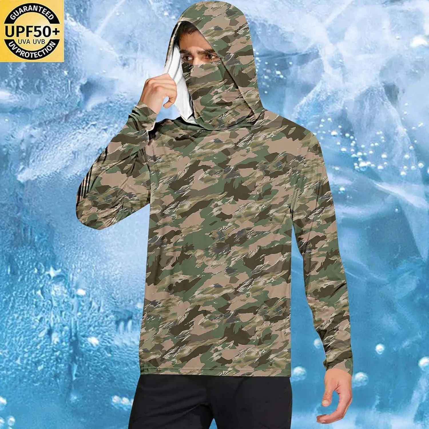Sun Protection Shirts for Men with Mask UPF 50  Fishing Blouses Lightweight Long Sleeve UV Rash Guard Cooling Hoodies