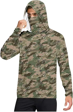 Sun Protection Shirts for Men with Mask UPF 50  Fishing Blouses Lightweight Long Sleeve UV Rash Guard Cooling Hoodies