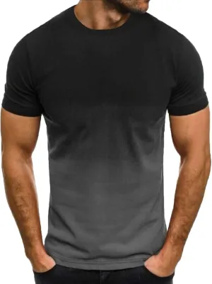 T-Shirt for Men - Mens Gradient Short Sleeve T Shirts Summer Casual Street Fashion Tees Slim Fit Crewneck Tops