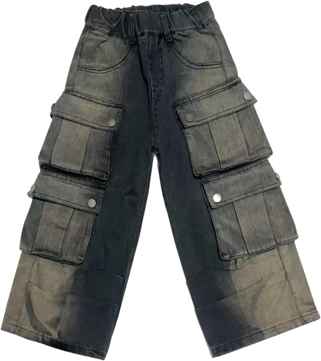 Teen Boys Streerwear Cargo Jeans Wide Leg Vintage Soft Stylish Denim Trousers Youth Boys Loose Pants with Multi Pockets