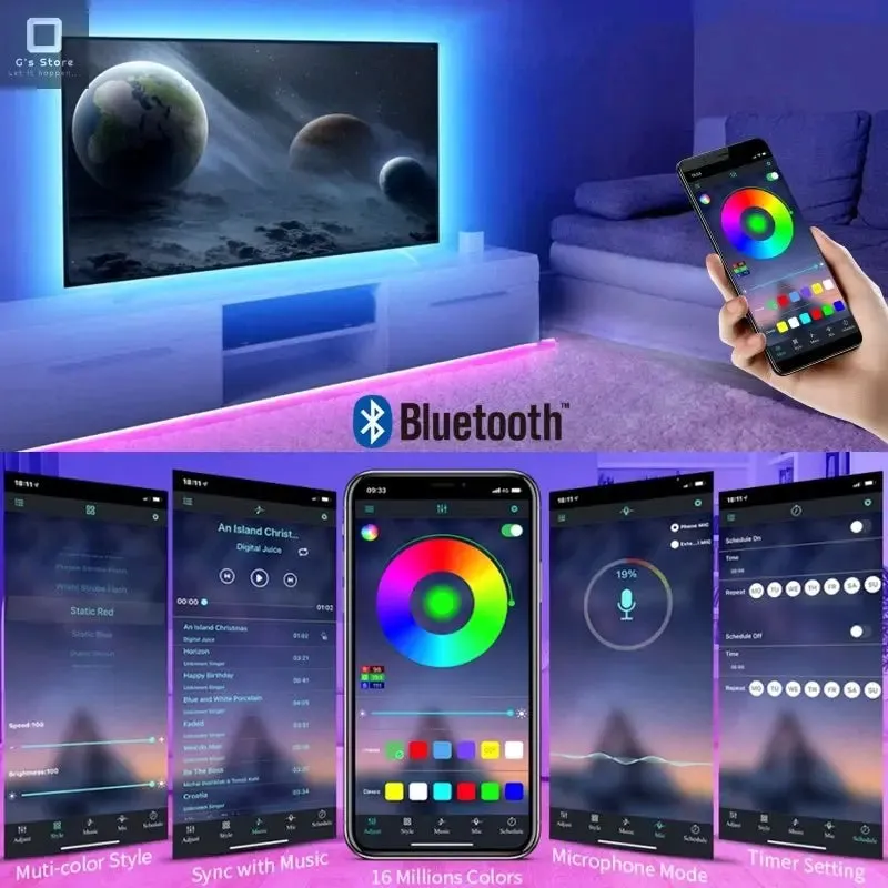 Tira LED 20 Mts RGB Control wireless, control remoto y Bluetooth
