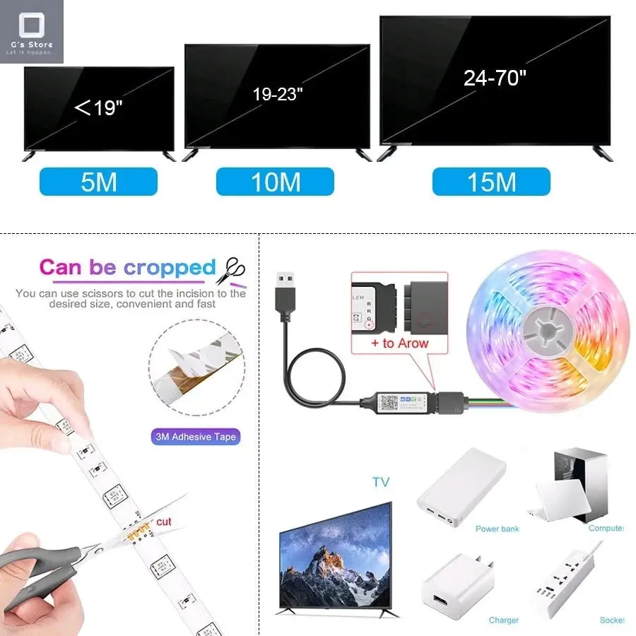 Tira LED 20 Mts RGB Control wireless, control remoto y Bluetooth