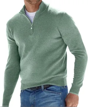 Vifucz Sudadera cremallera hombre suter manga larga Color slido jersey tejido cuello levantado ropa deportiva transpirable