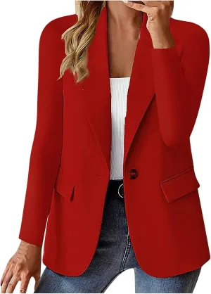 Women Business Casual Blazer with Lined,Professional Work Suit Jacket with Pockets??Long Sleeve Button Open Front