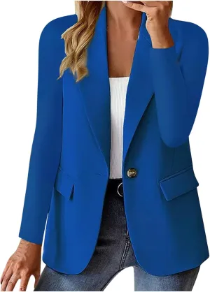 Women Business Casual Blazer with Lined,Professional Work Suit Jacket with Pockets??Long Sleeve Button Open Front