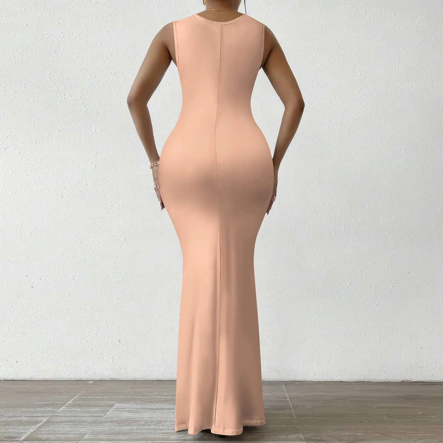 Women Summer Fashion Sexy Dress Sleeveless V Neck Side Slits Maxi Bodycon Mermaid Cocktail Evening Parties Dresses