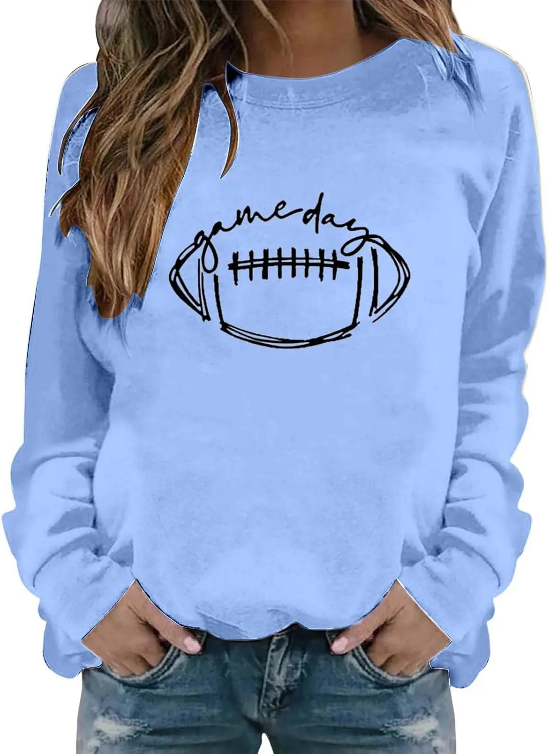 Womens Football Season Hoodies Tarot And Brews Classic Sweatshirt Football Season Long Sleeve Tops Women Football