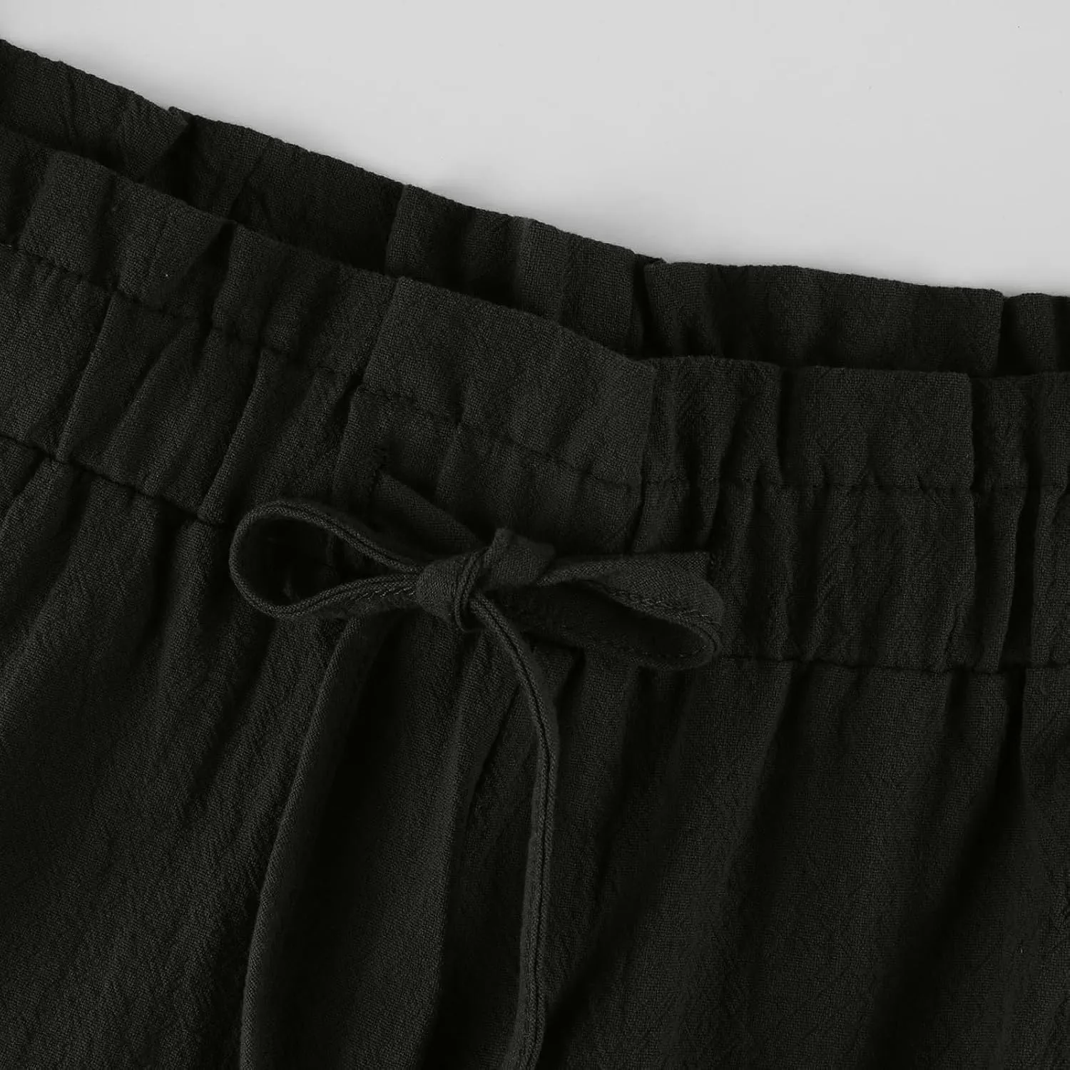 Womens Linen Pants 2025 High Waist Elastic Straight Leg Pant Casual Loose Lightweight Summer Beach Trousers