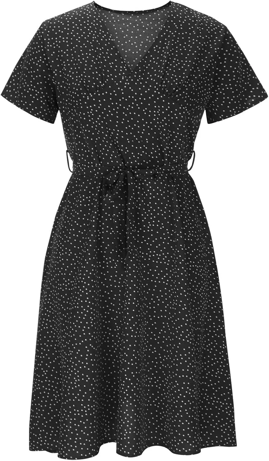 Women's Summer Maxi Dress Casual Wrap Floral Boho Short Sleeve V Neck Split Ruffle Beach Long Dresses