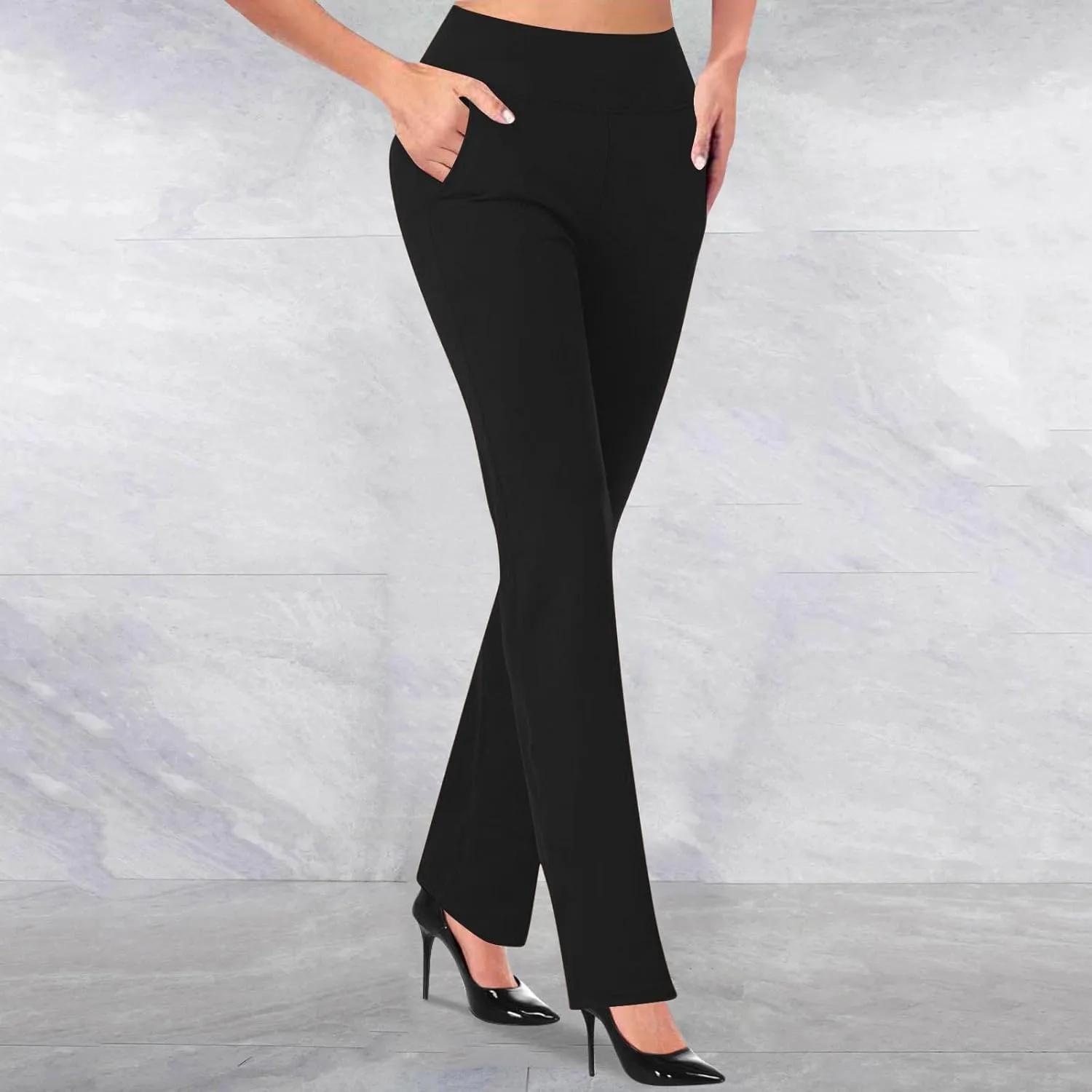 Work Slacks for Women 2025 Knit High Waist Office Dress Petite Yoga Pants Business Casual Pant Trousers Pantalones