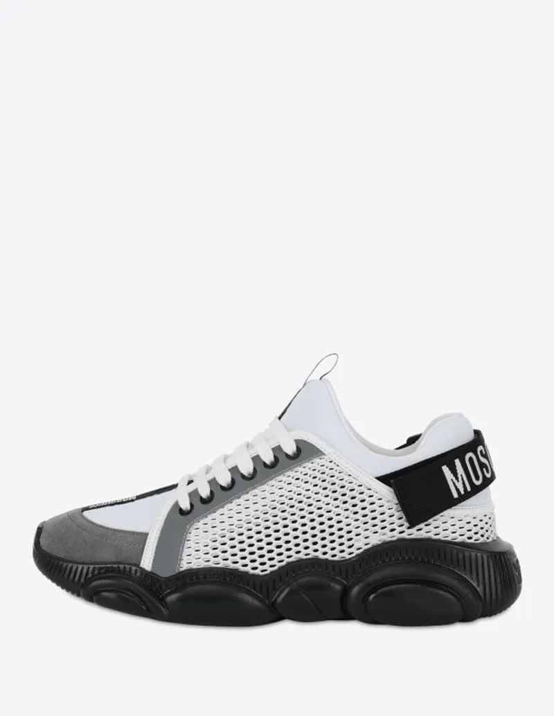 Zapatillas Moschino Couture Logo Strap Teddy Blancas ,Grises y Negras Hombre